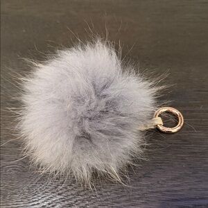 Henri Bendel Fluffy Gray Pom Pom Keychain